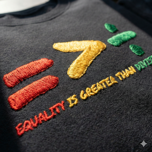 Premium Embroidered Sweatshirt: Equality Is Greater Than Division
